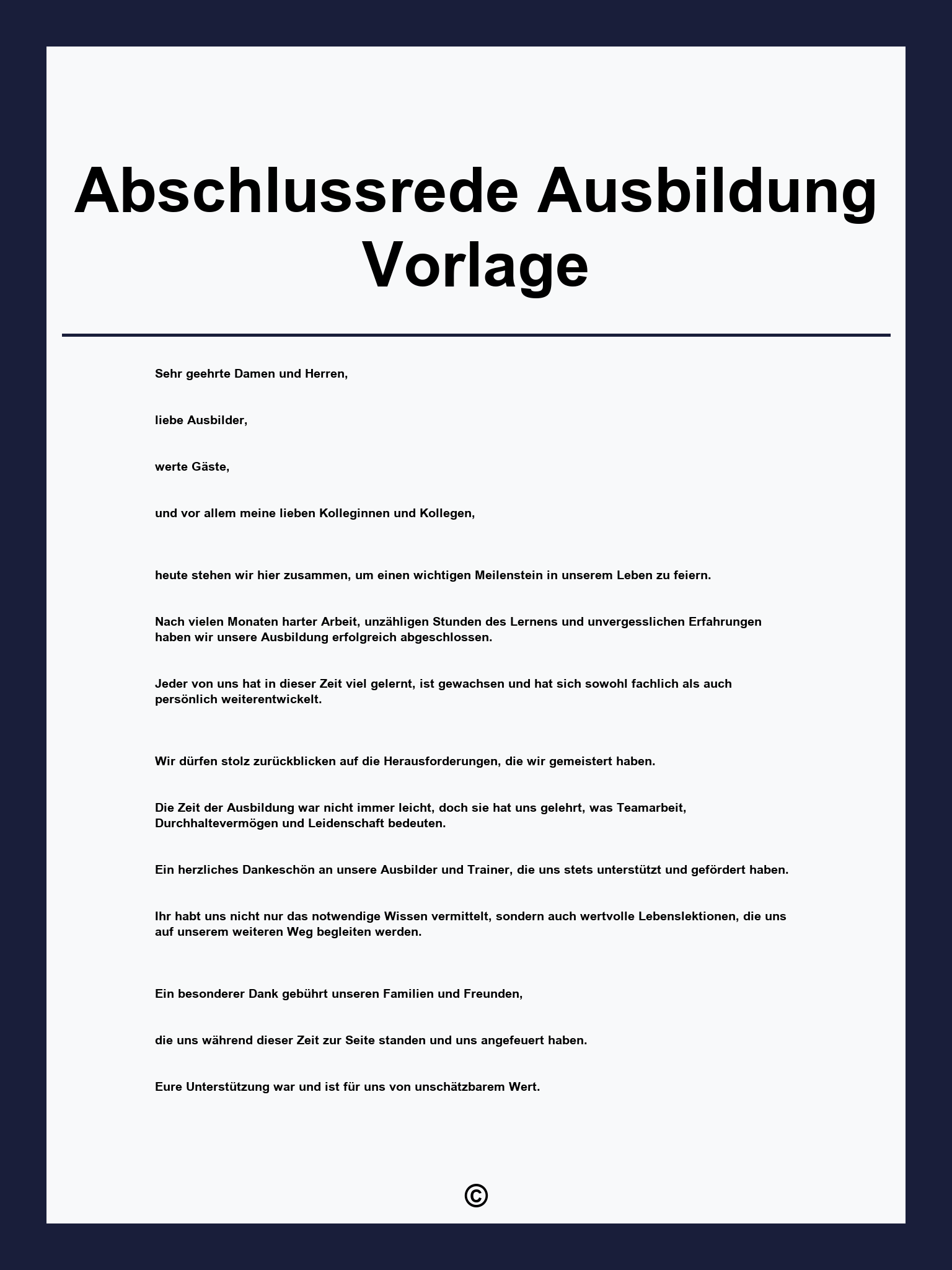 Abschlussrede Ausbildung Vorlage