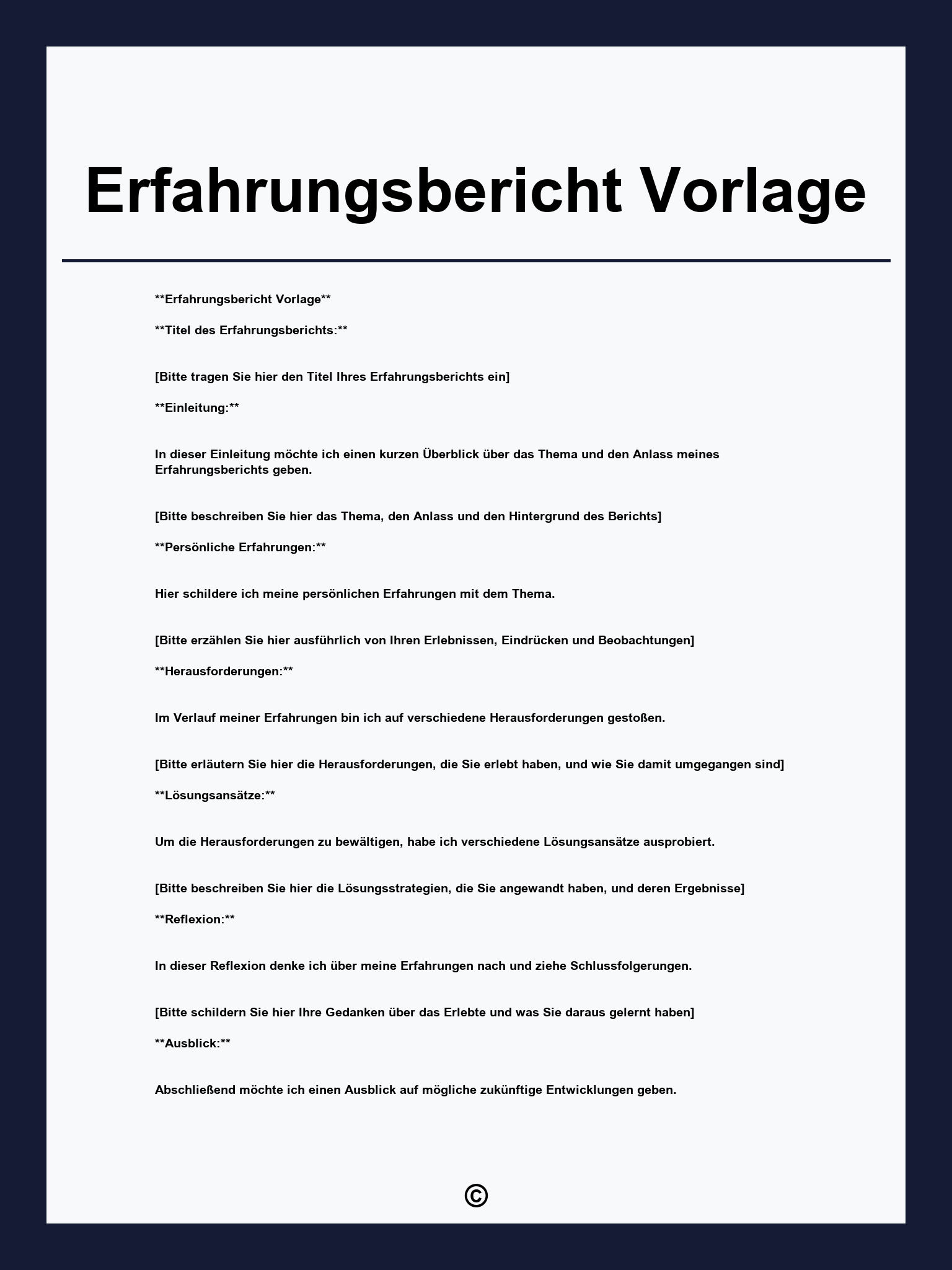 Erfahrungsbericht Vorlage