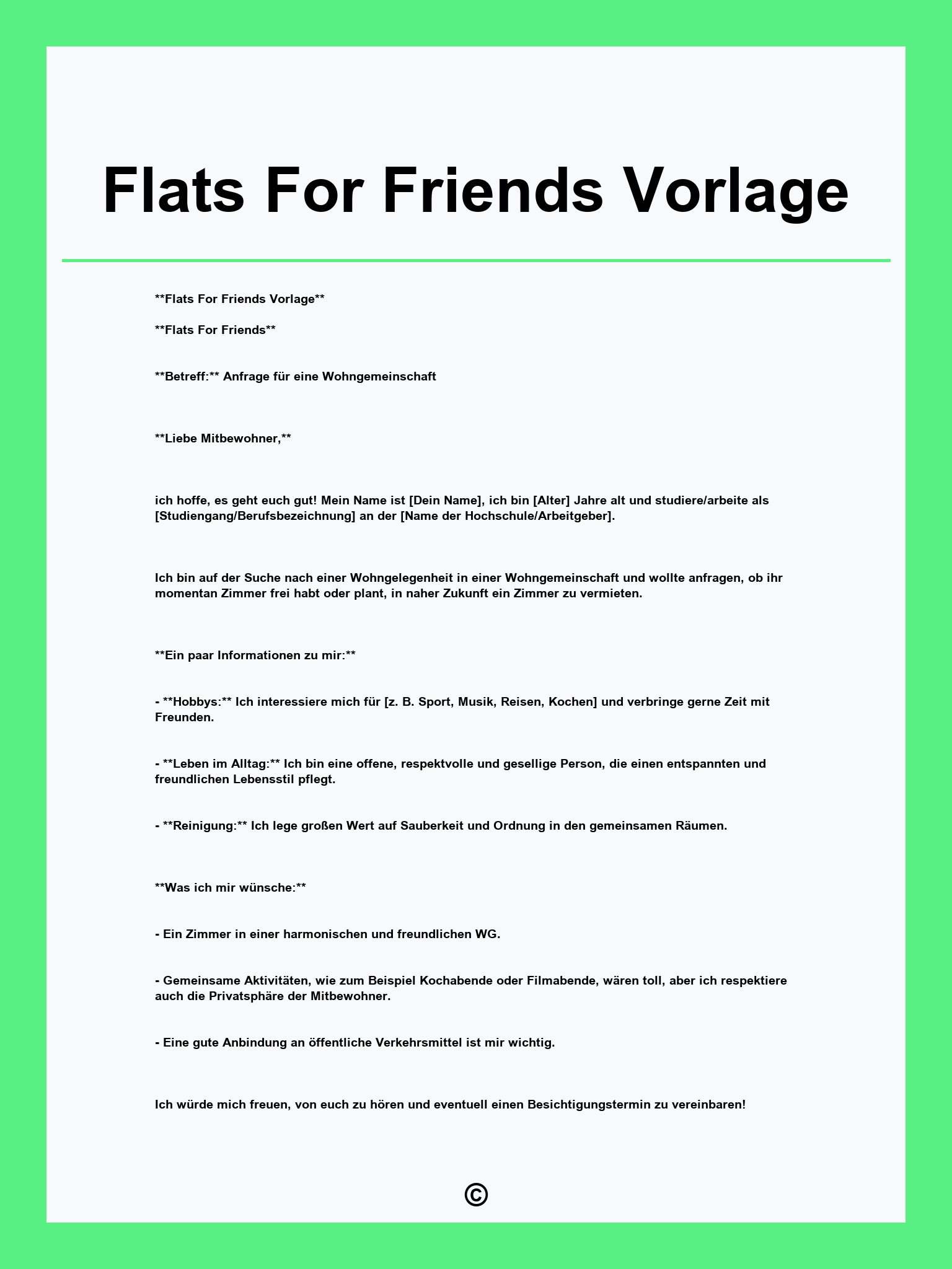 Flats For Friends Vorlage