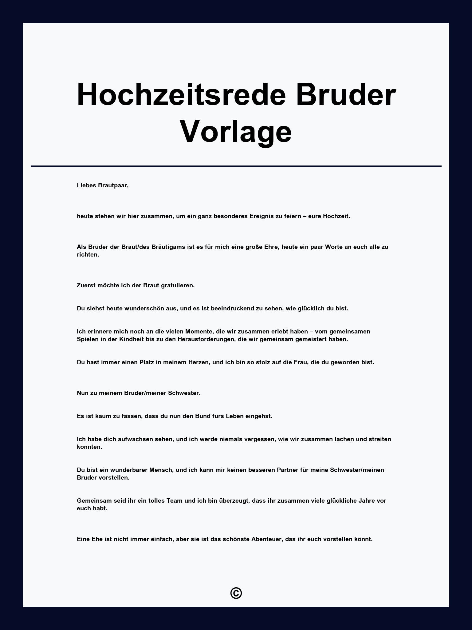 Hochzeitsrede Bruder Vorlage