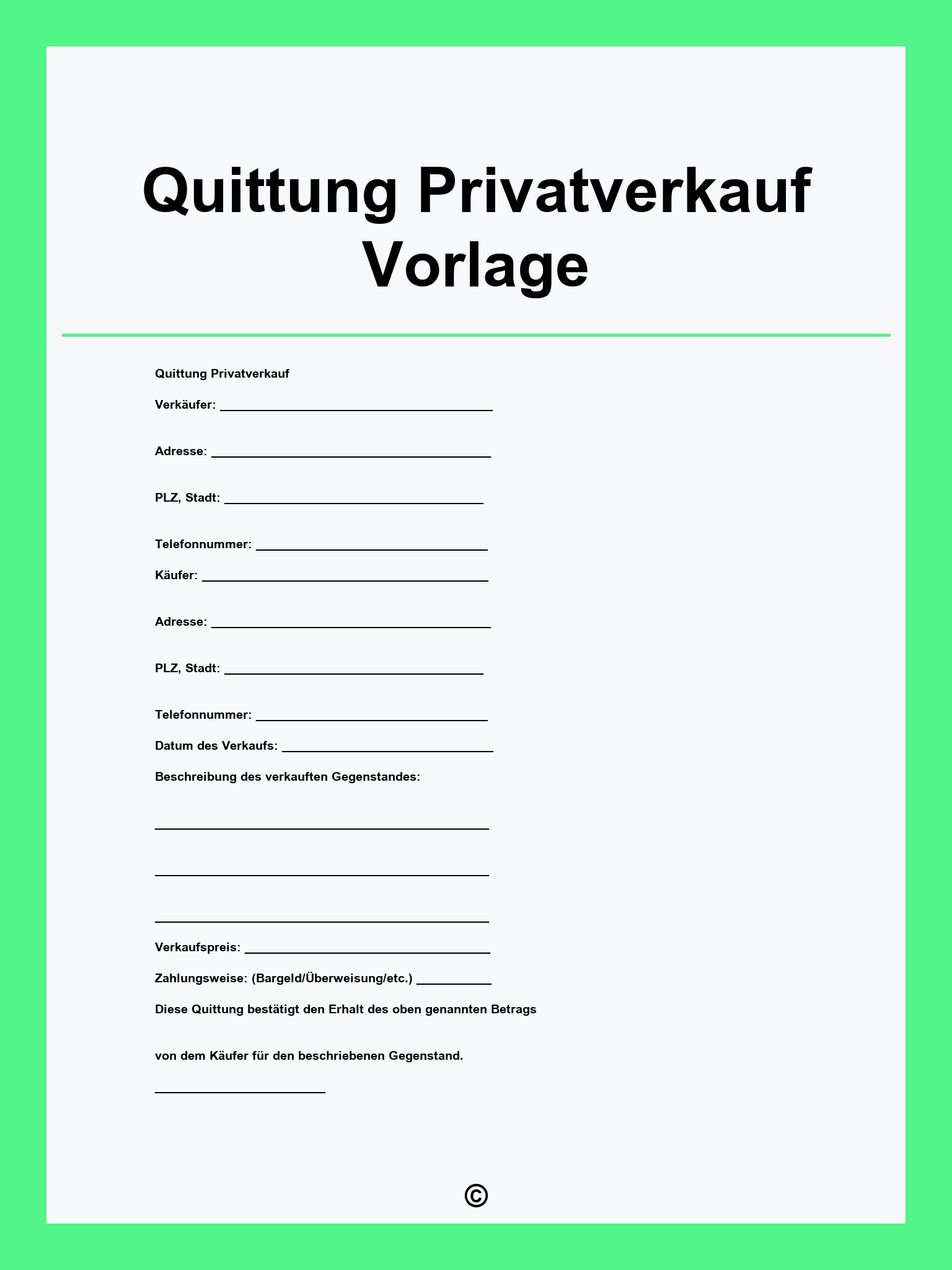 Quittung Privatverkauf Vorlage