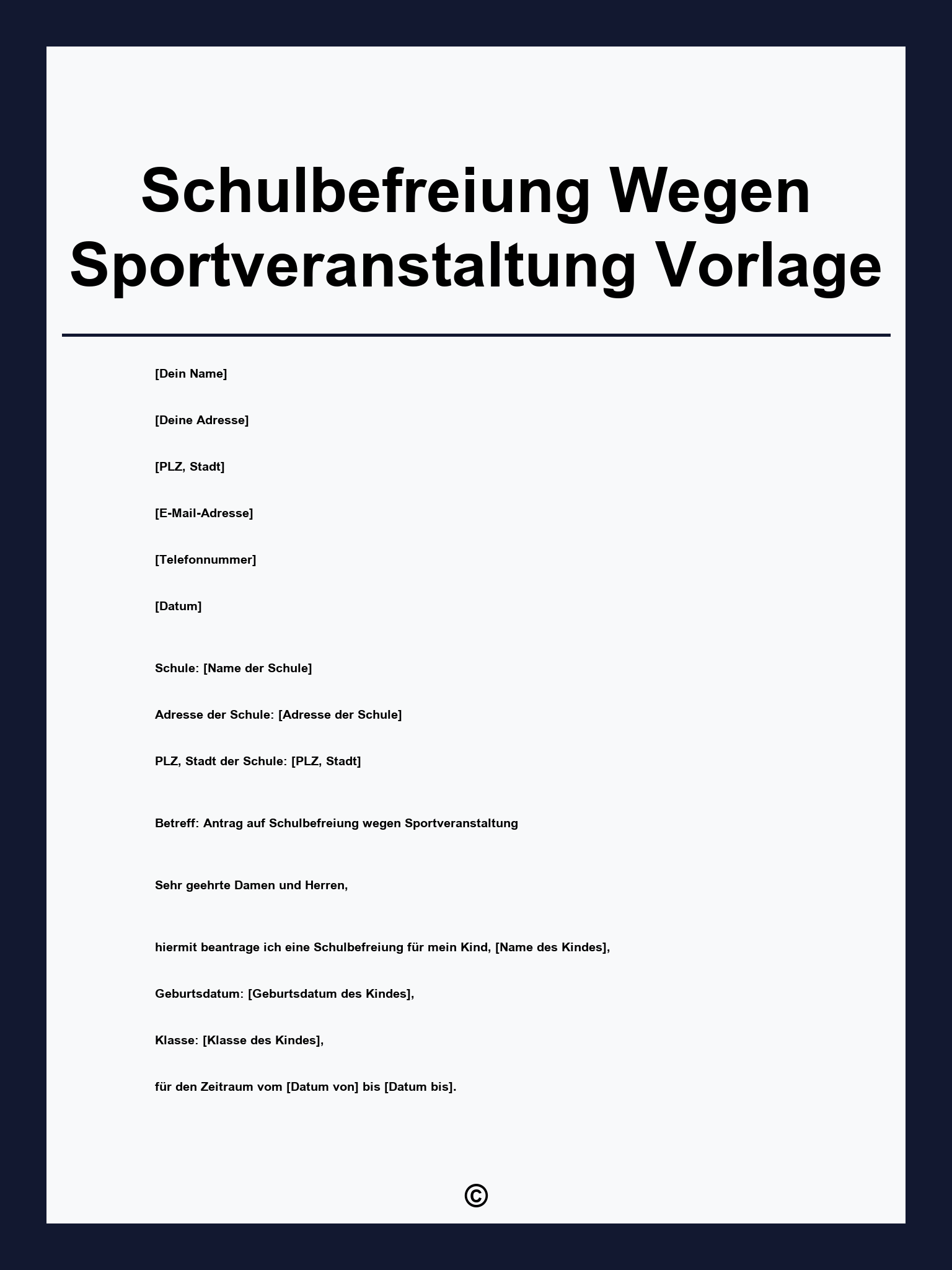 Schulbefreiung Wegen Sportveranstaltung Vorlage