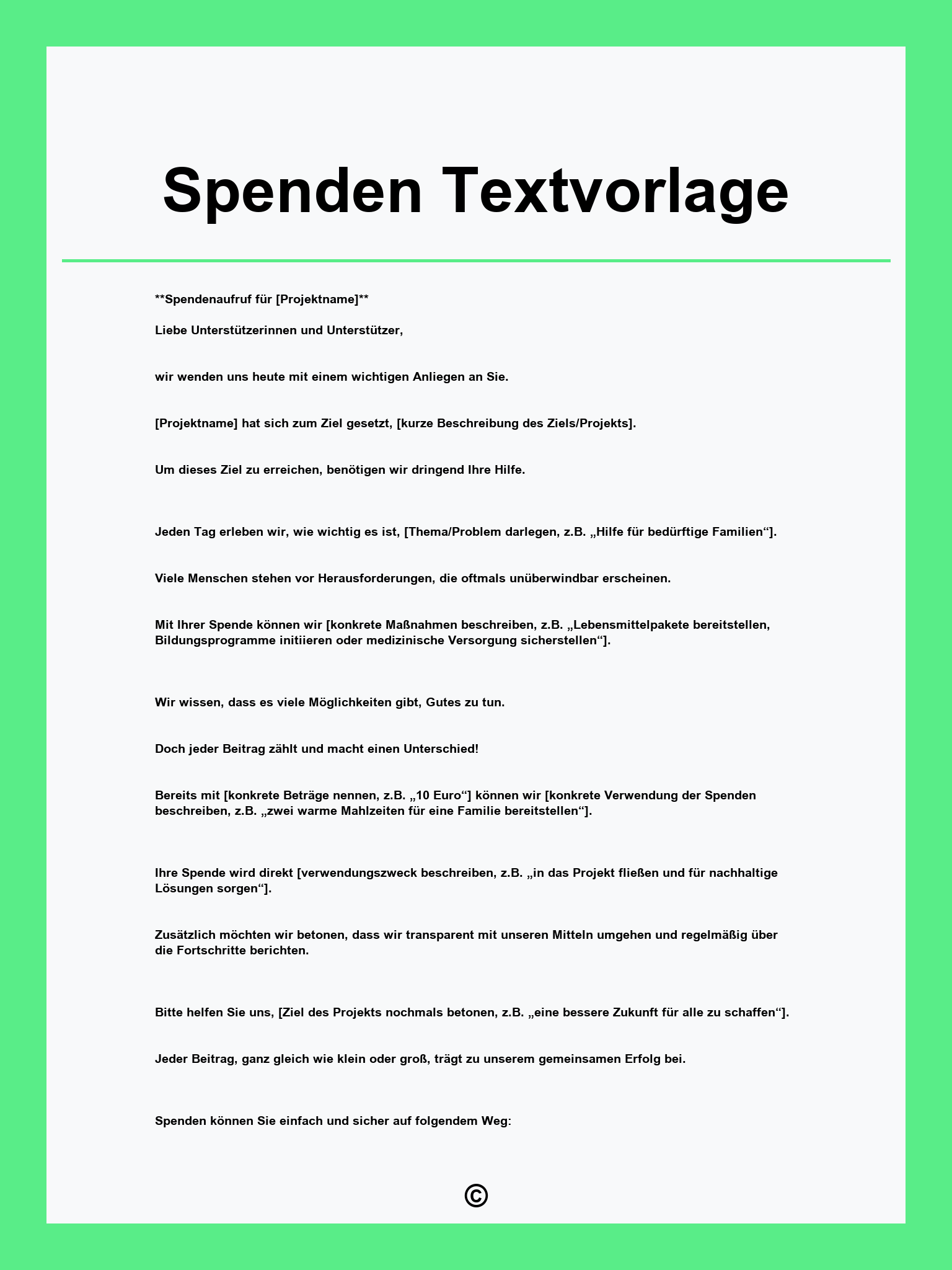 Spenden Textvorlage