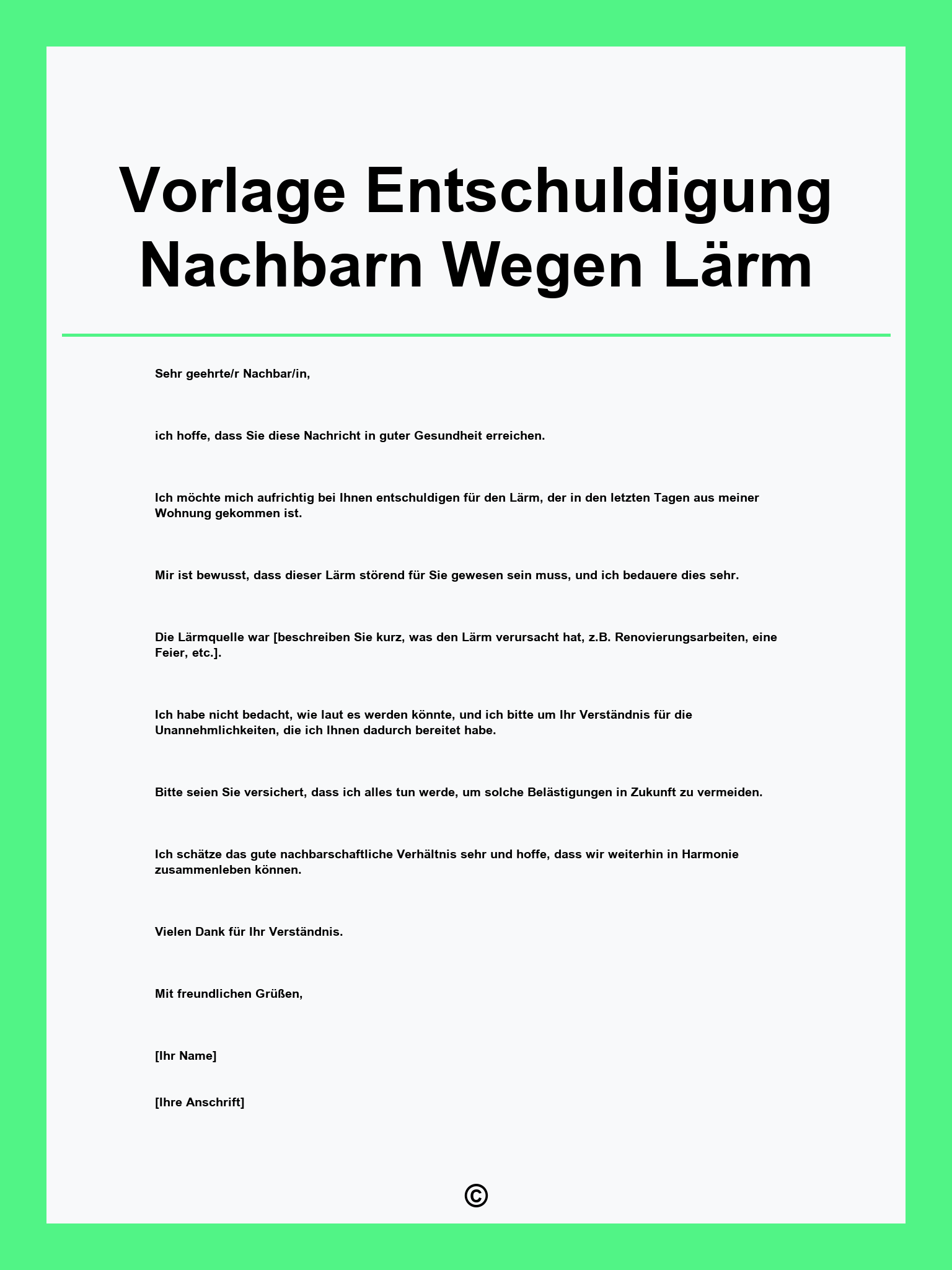 Vorlage Entschuldigung Nachbarn Wegen Lärm