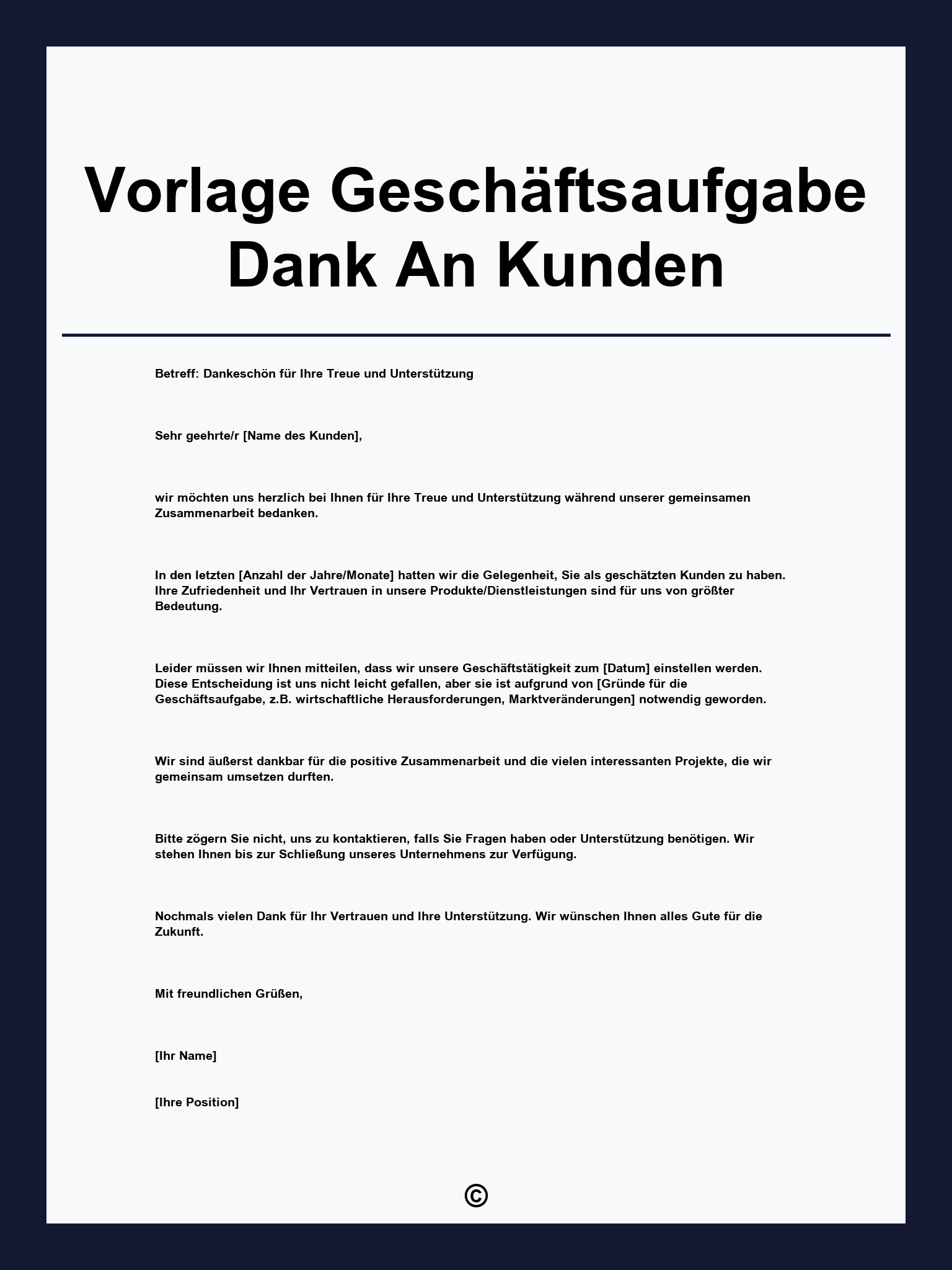 Vorlage Geschäftsaufgabe Dank An Kunden